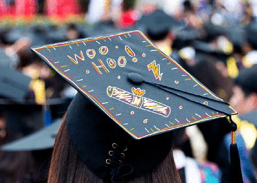 Person wearing graduation cap